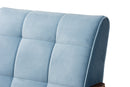 Flower Light Blue Velvet Fabric Upholstered Walnut Armchair Baxton