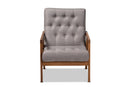 Kalimantan Gray Fabric Upholstered Walnut Armchair Baxton