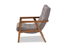 Kalimantan Gray Fabric Upholstered Walnut Armchair Baxton