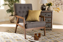 Kalimantan Gray Fabric Upholstered Walnut Armchair Baxton