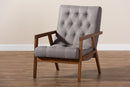 Kalimantan Gray Fabric Upholstered Walnut Armchair Baxton