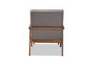 Kalimantan Gray Fabric Upholstered Walnut 2Pc Armchair and Footstool Set Baxton
