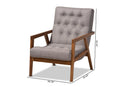 Kalimantan Gray Fabric Upholstered Walnut Armchair Baxton