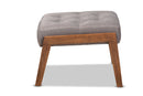Kalimantan Gray Fabric Upholstered Walnut Footstool Baxton