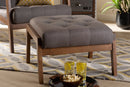 Kalimantan Gray Fabric Upholstered Walnut Footstool Baxton
