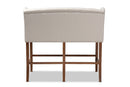 Okena Beige Fabric Upholstered Walnut Button Tufted Bar Stool Bench Baxton