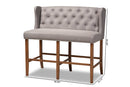 Okena Gray Fabric Upholstered Walnut Button Tufted Bar Stool Bench Baxton