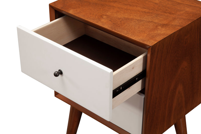 Melbourne 2 Drawer Two Tone Nightstand, Acorn/White