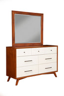 Melbourne 7 Drawer Two Tone Dresser, Acorn/White Alpine