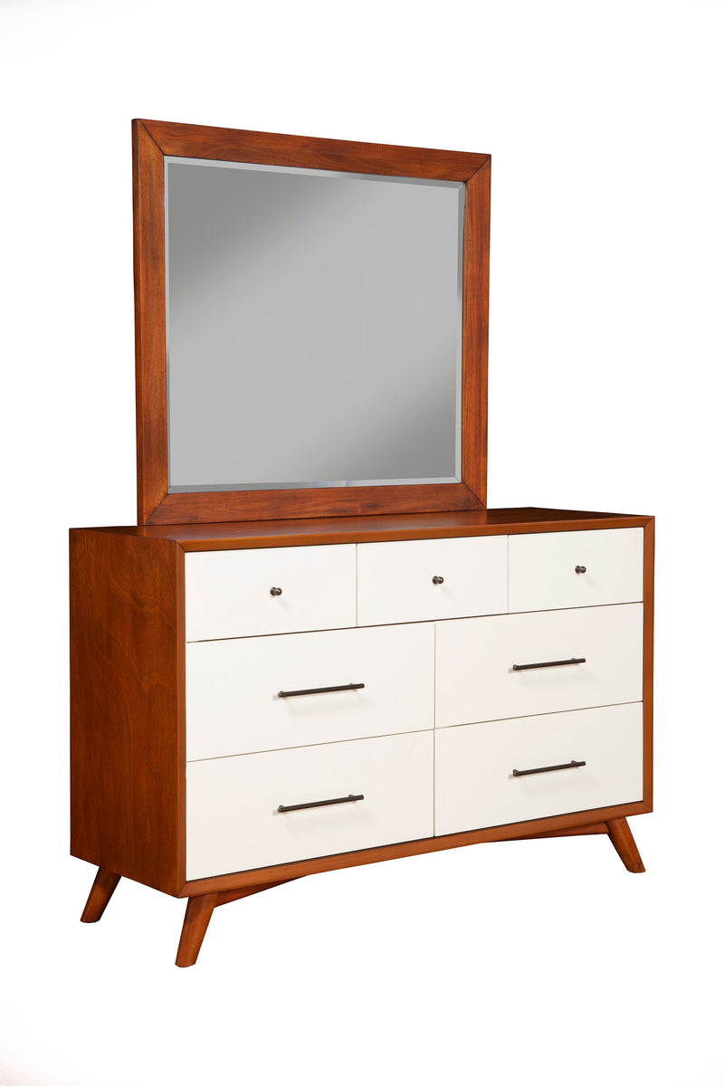 Melbourne 7 Drawer Two Tone Dresser, Acorn/White Alpine