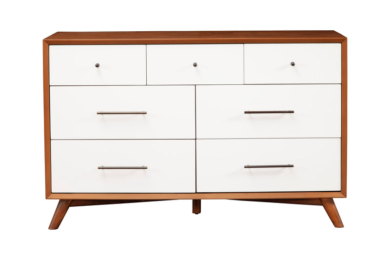 Melbourne 7 Drawer Two Tone Dresser, Acorn/White