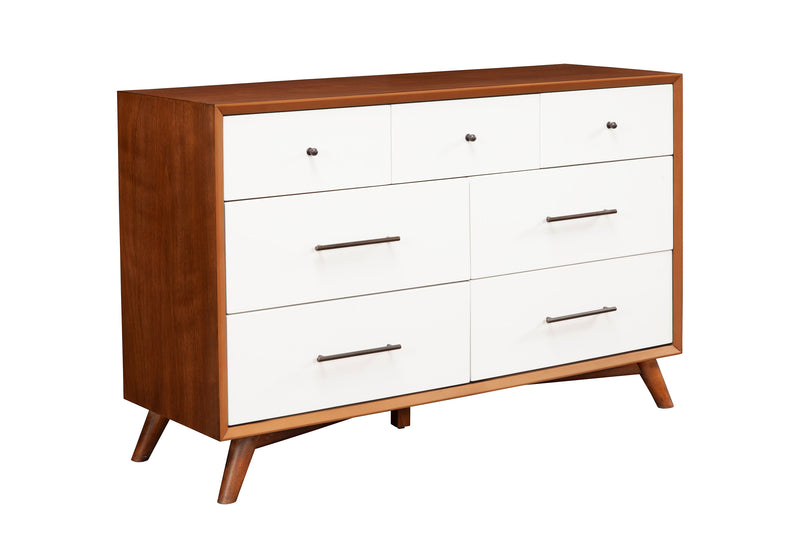 Melbourne 7 Drawer Two Tone Dresser, Acorn/White