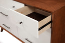 Melbourne 7 Drawer Two Tone Dresser, Acorn/White Alpine