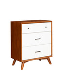Melbourne 3 Drawer Two Tone Chest, Acorn/White Alpine