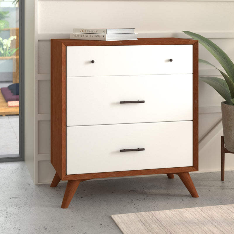 Melbourne 3 Drawer Two Tone Chest, Acorn/White