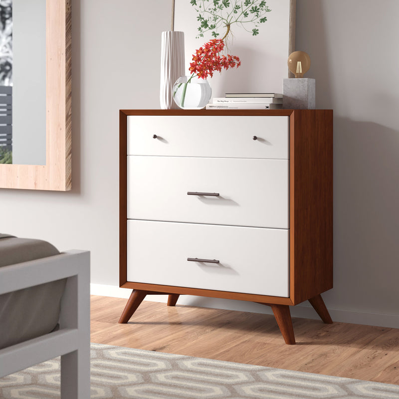 Melbourne 3 Drawer Two Tone Chest, Acorn/White