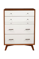 Melbourne 4 Drawer Two Tone Multifunction Chest w/Pull Out Tray, Acorn/White Alpine