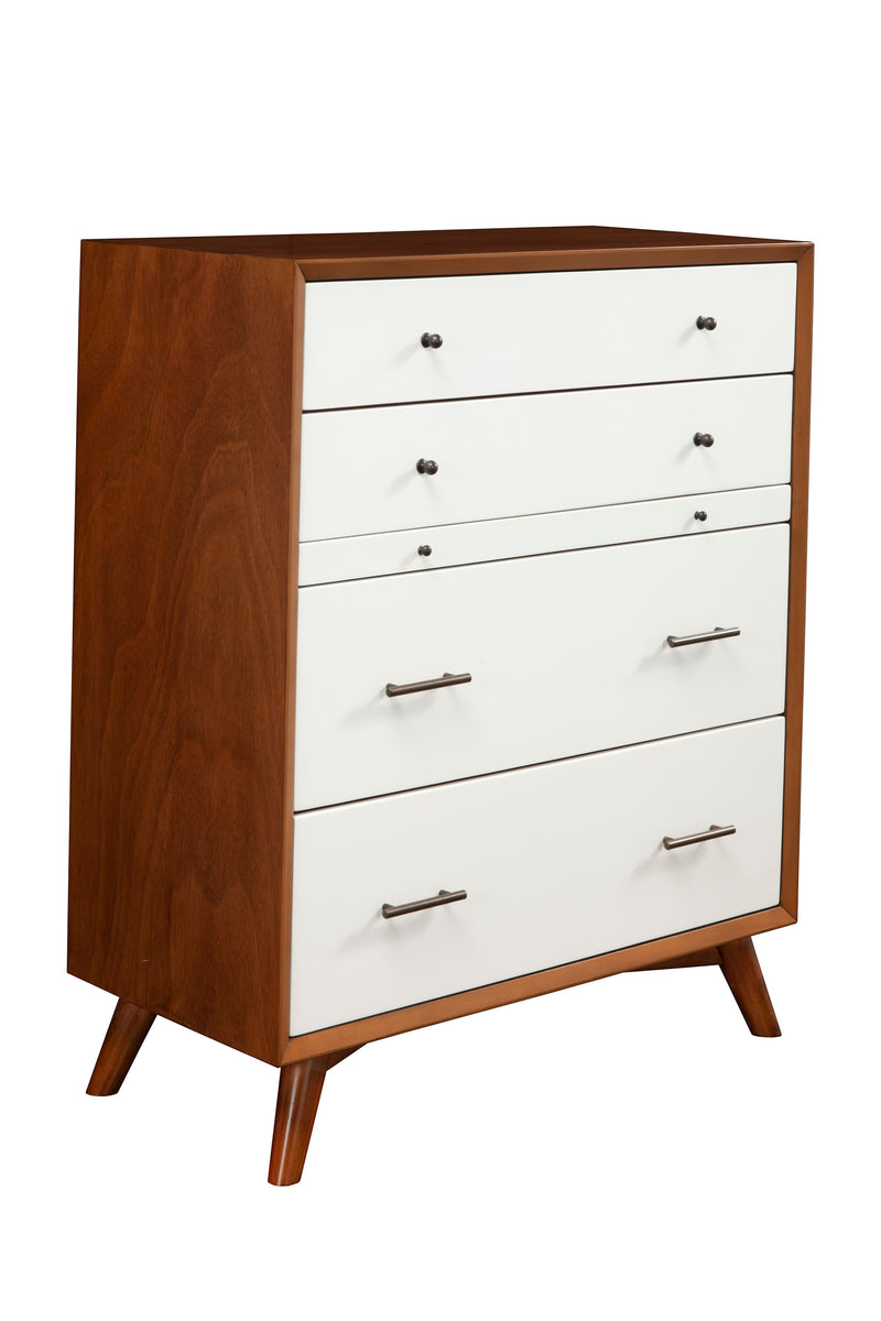 Melbourne 4 Drawer Two Tone Multifunction Chest w/Pull Out Tray, Acorn/White