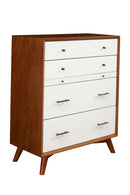 Melbourne 4 Drawer Two Tone Multifunction Chest w/Pull Out Tray, Acorn/White Alpine