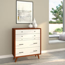 Melbourne 4 Drawer Two Tone Multifunction Chest w/Pull Out Tray, Acorn/White Alpine