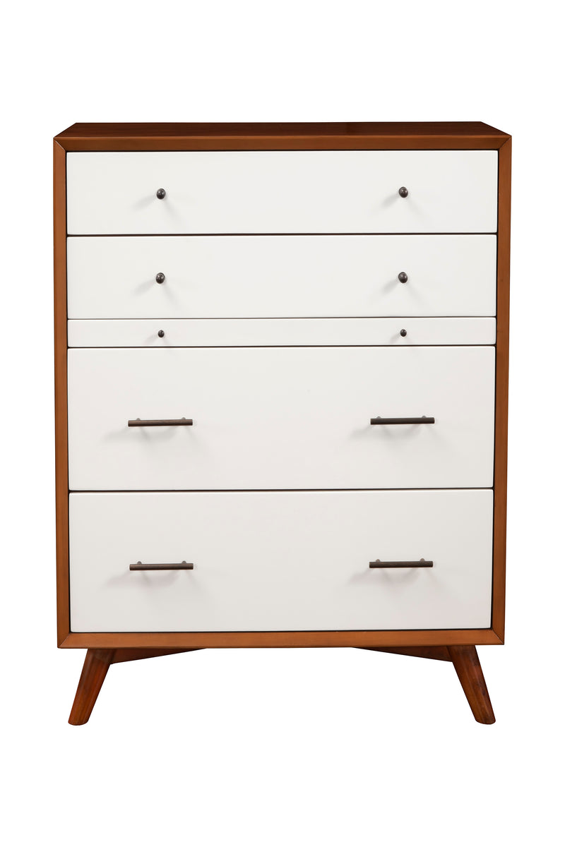 Melbourne 4 Drawer Two Tone Multifunction Chest w/Pull Out Tray, Acorn/White