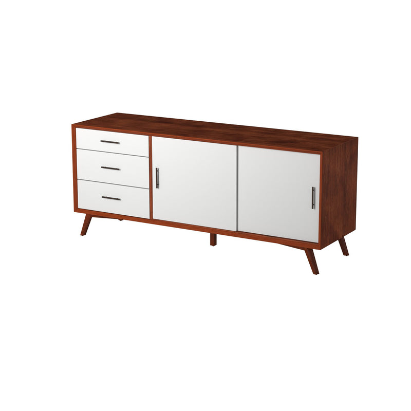 Melbourne 3 Drawers & 2 Sliding Doors Large TV Stand, Acorn/White