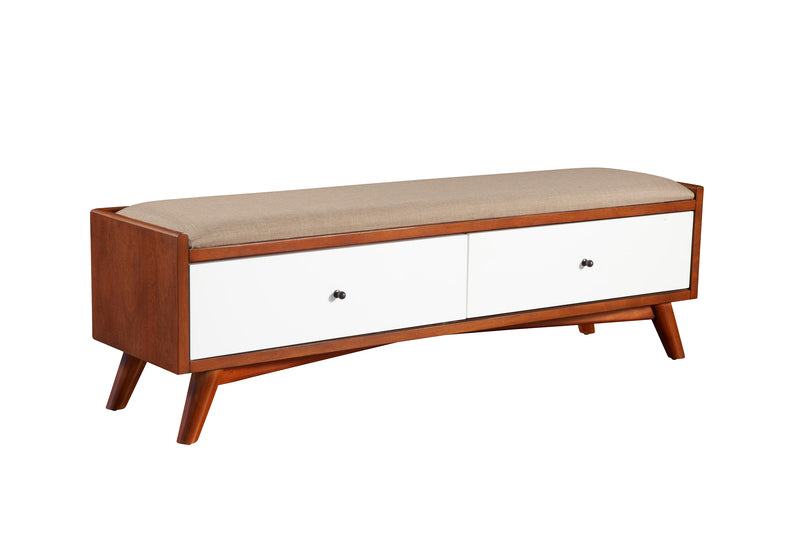 Melbourne 2 Drawers Bench, Acorn/White