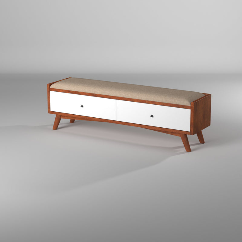 Melbourne 2 Drawers Bench, Acorn/White