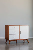 Melbourne 3 Drawers & 1 Door Accent Cabinet, Acorn/White Alpine