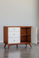 Melbourne 3 Drawers & 1 Door Accent Cabinet, Acorn/White Alpine