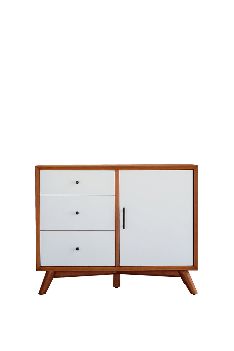 Melbourne 3 Drawers & 1 Door Accent Cabinet, Acorn/White