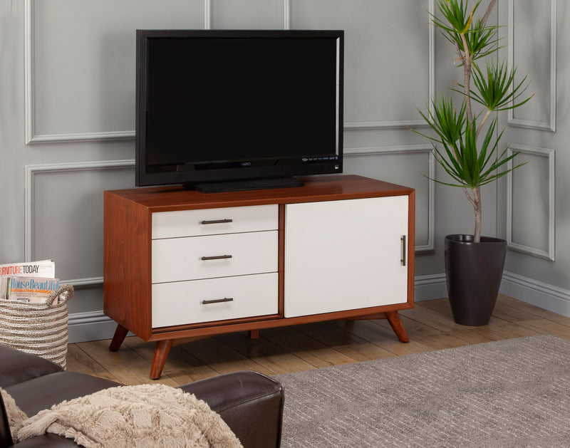 Melbourne 3 Drawers & 1 Door Small TV Stand, Acorn/White