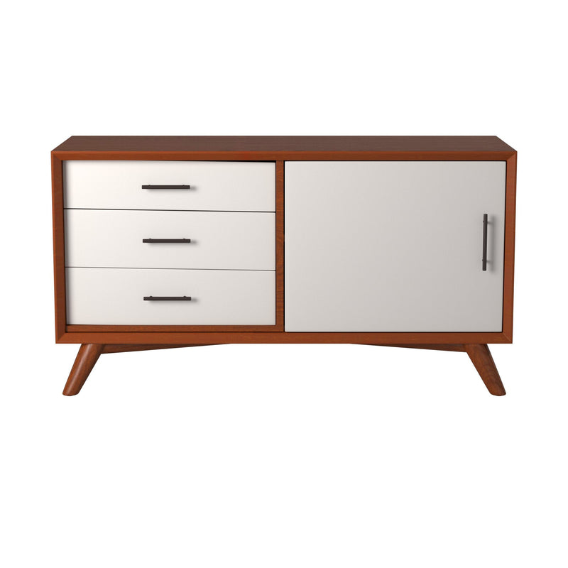 Melbourne 3 Drawers & 1 Door Small TV Stand, Acorn/White Alpine