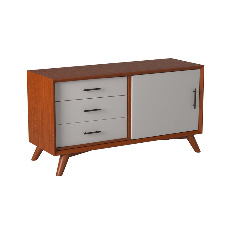 Melbourne 3 Drawers & 1 Door Small TV Stand, Acorn/White Alpine