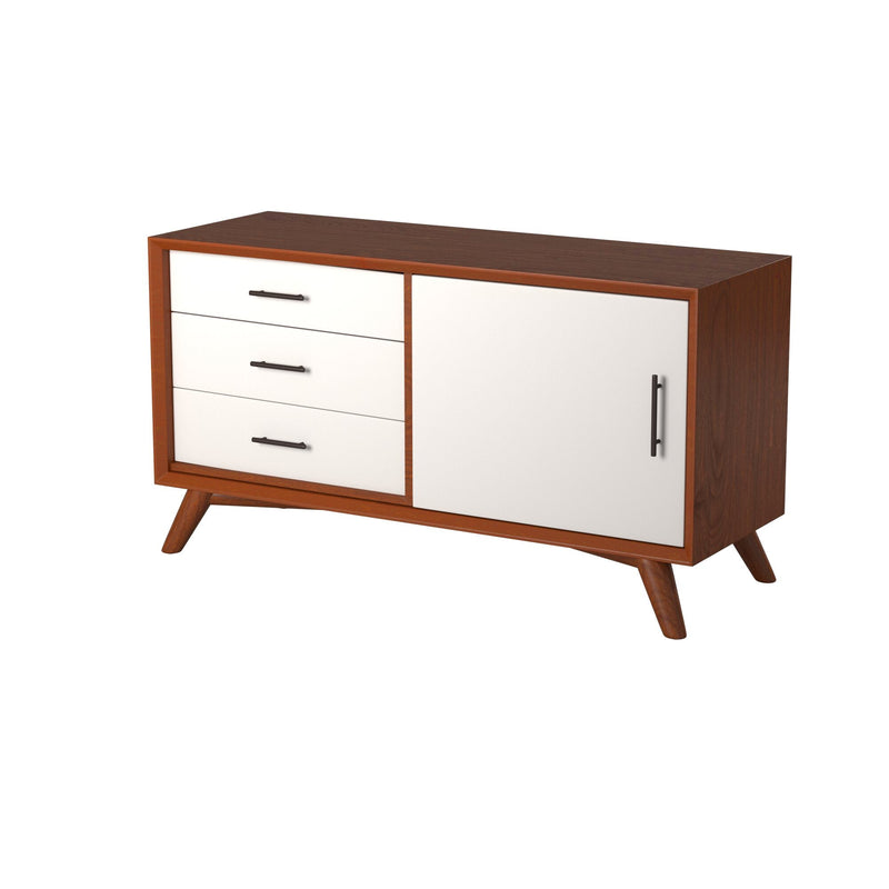 Melbourne 3 Drawers & 1 Door Small TV Stand, Acorn/White Alpine