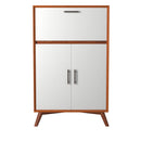 Melbourne Large Bar Cabinet w/Drop Down Tray, Acorn/White Alpine