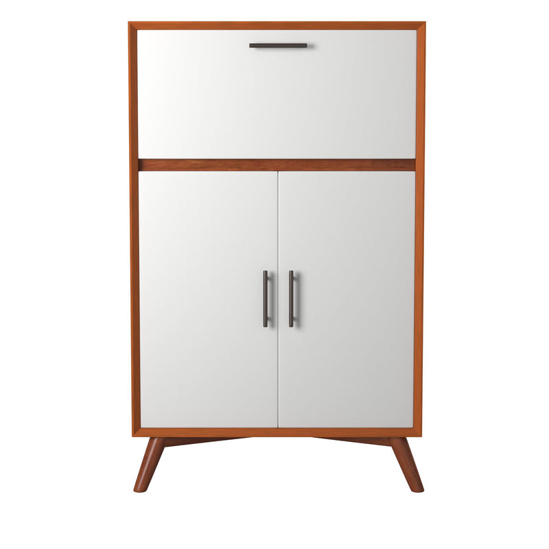 Melbourne Large Bar Cabinet w/Drop Down Tray, Acorn/White