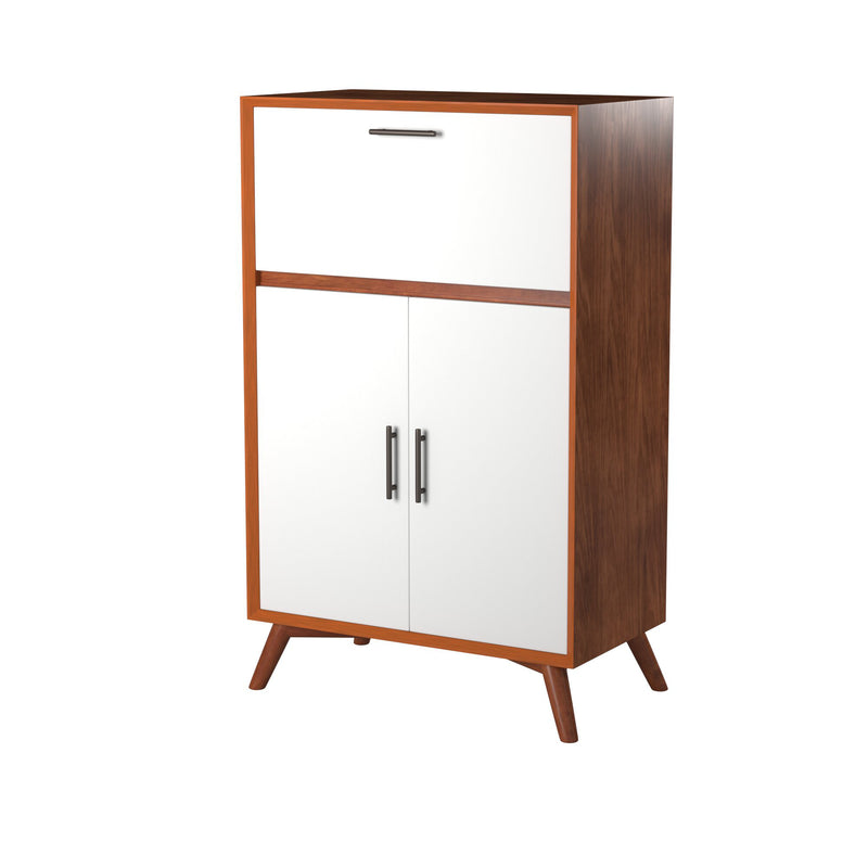 Melbourne Large Bar Cabinet w/Drop Down Tray, Acorn/White