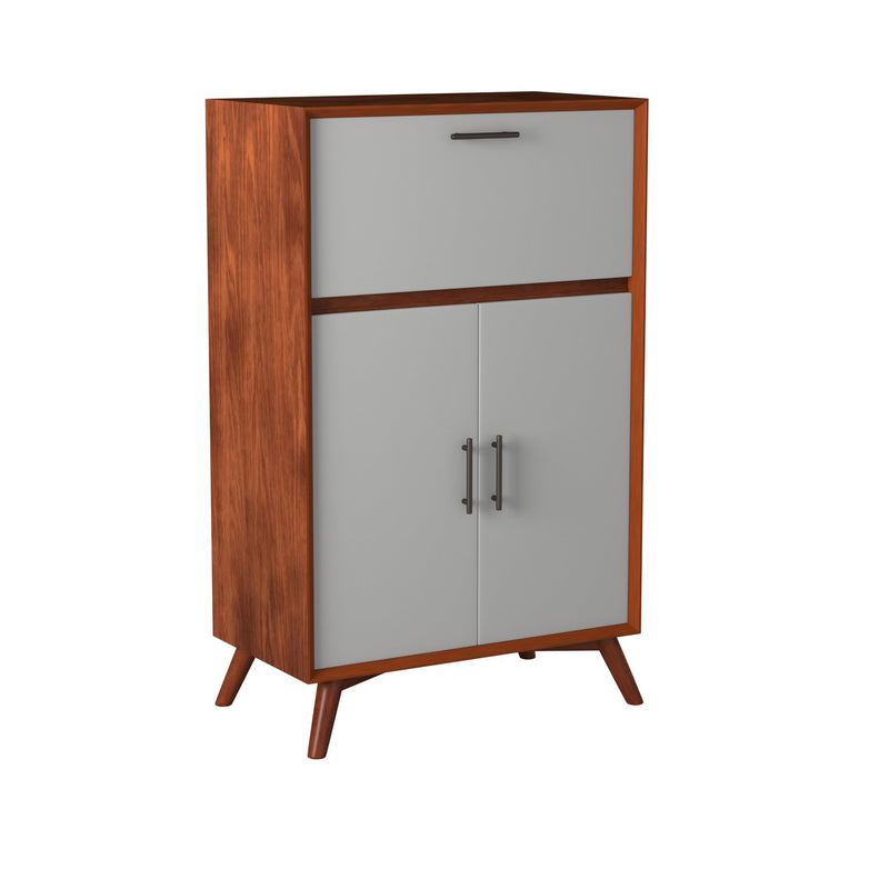 Melbourne Large Bar Cabinet w/Drop Down Tray, Acorn/White