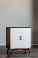 Melbourne Small Bar Cabinet, Acorn/White Alpine