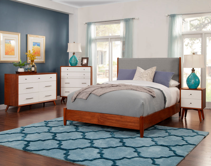 Melbourne Two Tone California King Panel Bed, Acorn/Grey