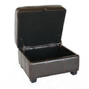 Ela Brown Leather Storage Ottoman Baxton