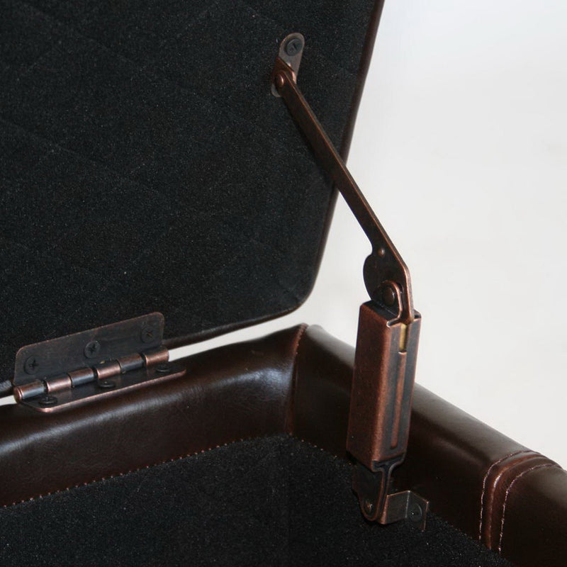 Ela Brown Leather Storage Ottoman Baxton