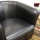 Aden Black Brown Faux Leather Club Chair w/360 Degree Swivel Baxton