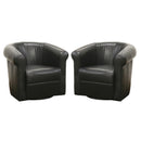 Aden Black Brown Faux Leather Club Chair w/360 Degree Swivel Baxton