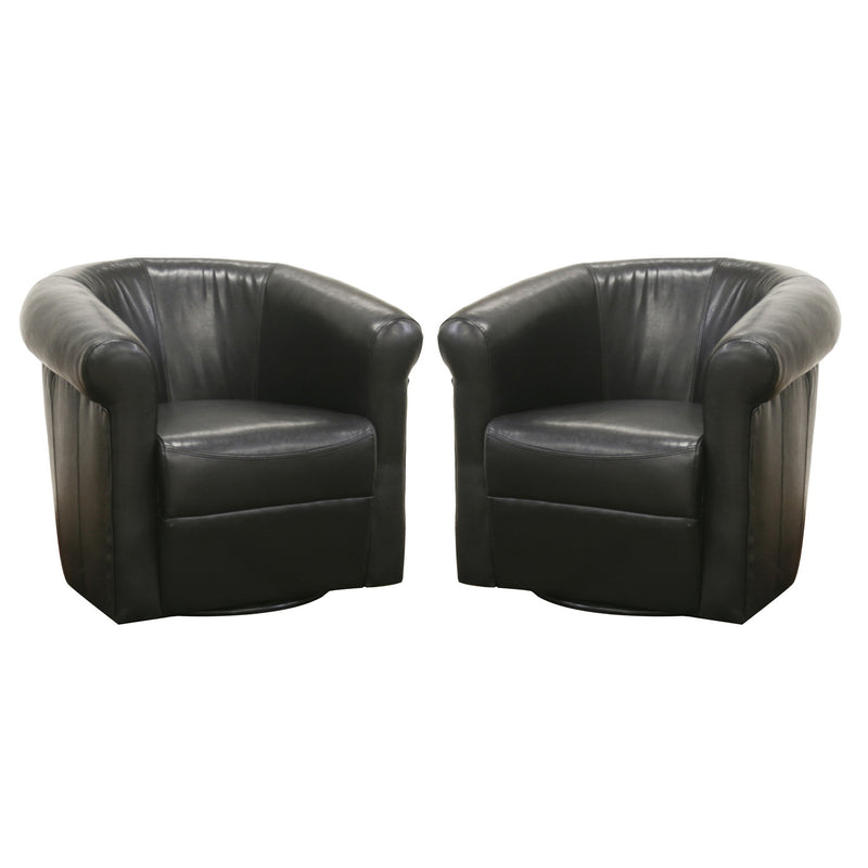 Aden Black Brown Faux Leather Club Chair w/360 Degree Swivel