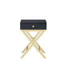 Coleen Rectangular Accent Table, Black & Brass Finish Acme
