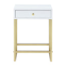 Coleen Rectangular Accent Table, White & Brass Finish Acme
