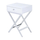Coleen Rectangular Accent Table, White & Chrome Finish Acme
