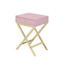 Coleen Rectangular Accent Table, Pink & Gold Finish Acme
